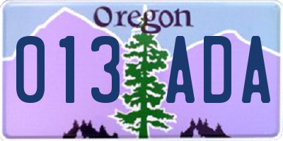 OR license plate 013ADA