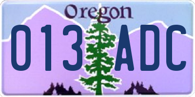 OR license plate 013ADC