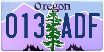 OR license plate 013ADF