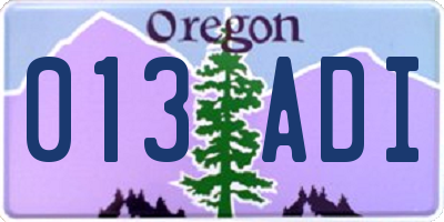 OR license plate 013ADI