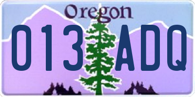 OR license plate 013ADQ
