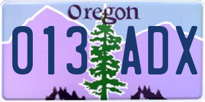 OR license plate 013ADX
