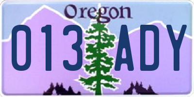 OR license plate 013ADY