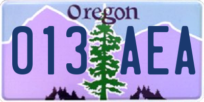 OR license plate 013AEA