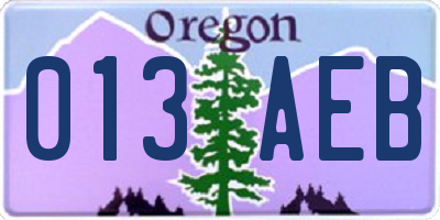 OR license plate 013AEB