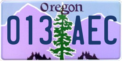 OR license plate 013AEC
