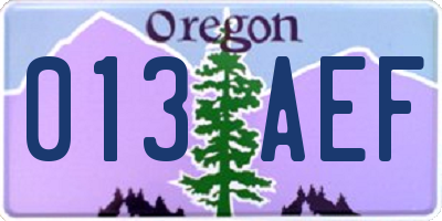 OR license plate 013AEF