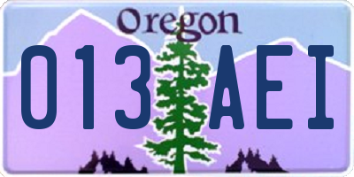 OR license plate 013AEI