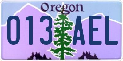 OR license plate 013AEL