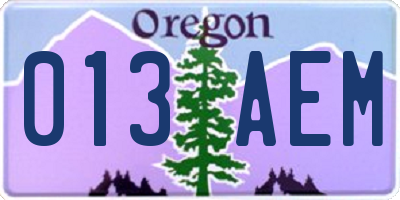 OR license plate 013AEM