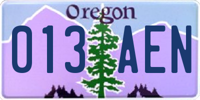 OR license plate 013AEN