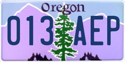 OR license plate 013AEP