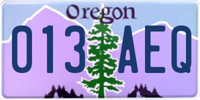 OR license plate 013AEQ