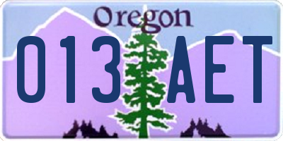 OR license plate 013AET