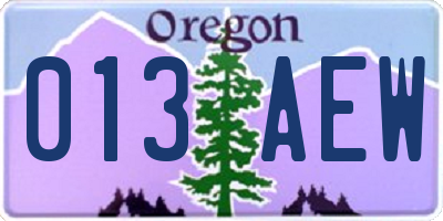 OR license plate 013AEW