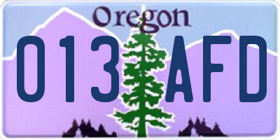 OR license plate 013AFD