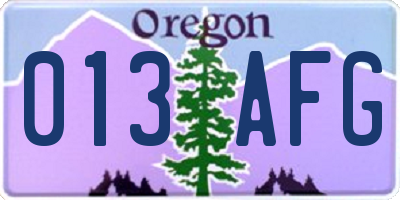 OR license plate 013AFG