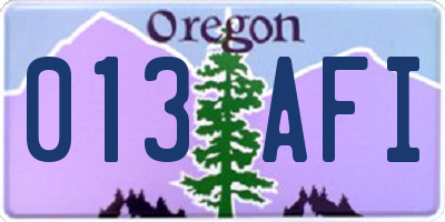 OR license plate 013AFI