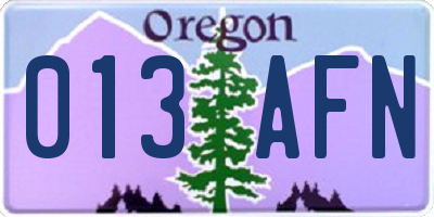 OR license plate 013AFN