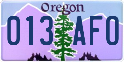 OR license plate 013AFO