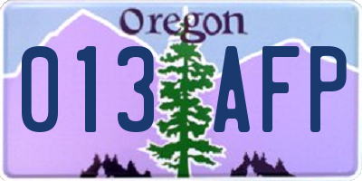OR license plate 013AFP
