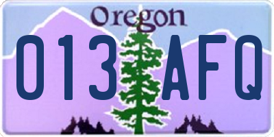 OR license plate 013AFQ