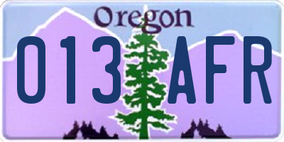 OR license plate 013AFR