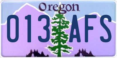 OR license plate 013AFS