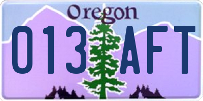 OR license plate 013AFT