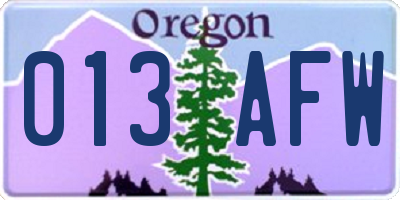 OR license plate 013AFW
