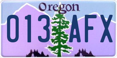 OR license plate 013AFX
