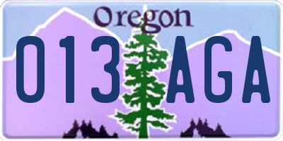 OR license plate 013AGA