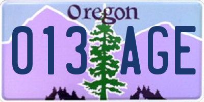 OR license plate 013AGE