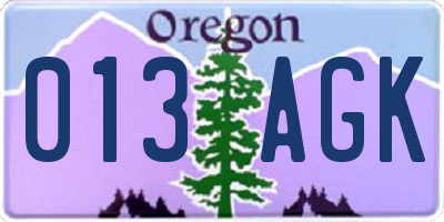 OR license plate 013AGK