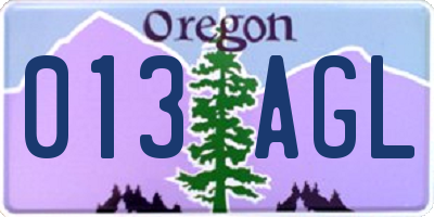 OR license plate 013AGL
