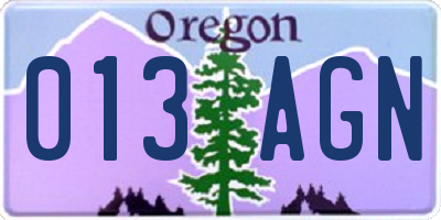 OR license plate 013AGN