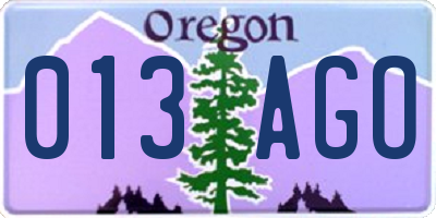 OR license plate 013AGO