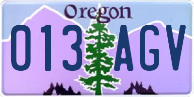 OR license plate 013AGV