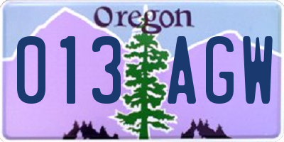 OR license plate 013AGW