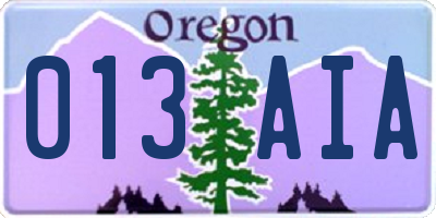 OR license plate 013AIA