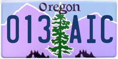 OR license plate 013AIC
