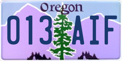OR license plate 013AIF
