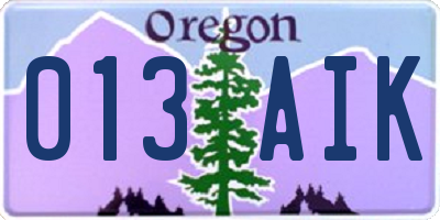 OR license plate 013AIK