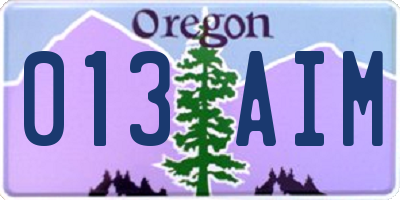 OR license plate 013AIM