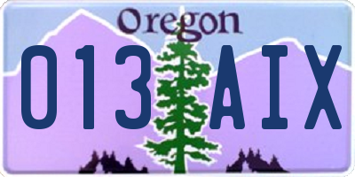 OR license plate 013AIX