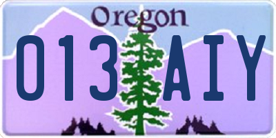 OR license plate 013AIY