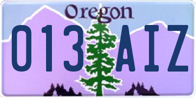 OR license plate 013AIZ