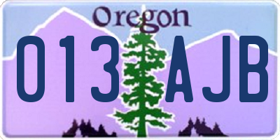 OR license plate 013AJB
