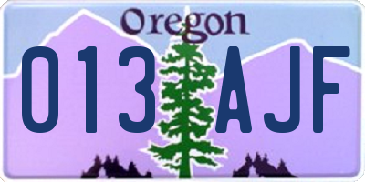 OR license plate 013AJF