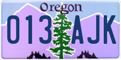 OR license plate 013AJK